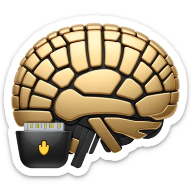   Create an emoji in which it is representing AI brain like chip in black color professional and luxury  AI sticker