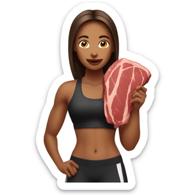 Gym girl  holding steak sticker