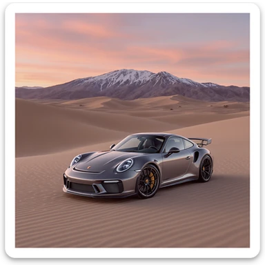 A modern desert mountain, wallpaper, modern, porsche 911, sunset sticker