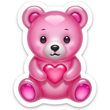 White jelly bear in the shape of a [unclear] with large pink heart-shaped eyes sticker