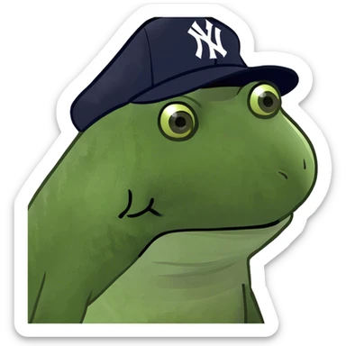 wearing a yankees hat sticker