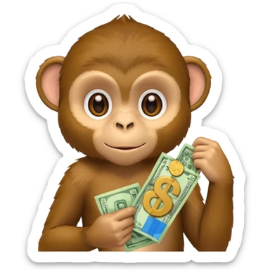monkey holding money on shoudure sticker