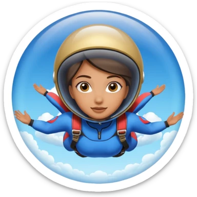 Skydiving girl with parachute and UFO blue sticker