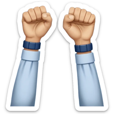 two raised hands in celebration with dark blue check between  sticker