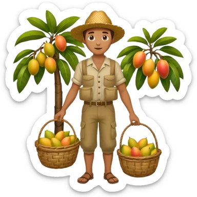 HOMBRE VENDEDOR DE MANGOS CUERPO COMPLETO CON ROPA DE CAMPO sticker