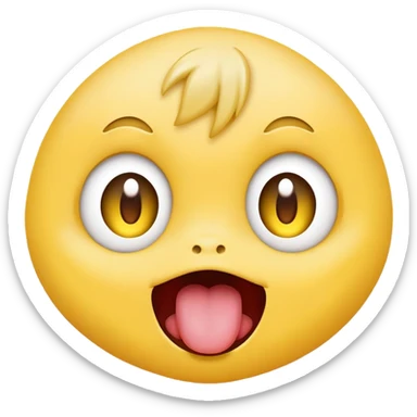 Cute little emoji with cross-eyed derpy face and tongue sticking out sticker