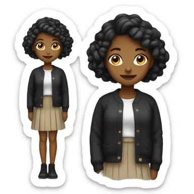 Girl wearing cardigan and skirt both black sticker