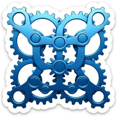 gear icon with interconnected nodes forming a workflow pattern sticker