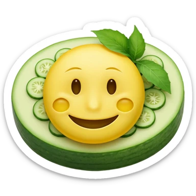 resting yellow smiley face with cucumbers slices over each of its eyes as if it was in a spa sticker