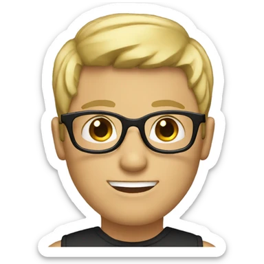 men with black round glasses and blond hairs and blue eyes sticker