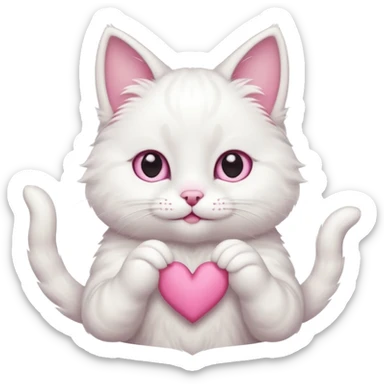 Cute white cat making heart shape with his hand above the head like this🙆‍♂️ sticker
