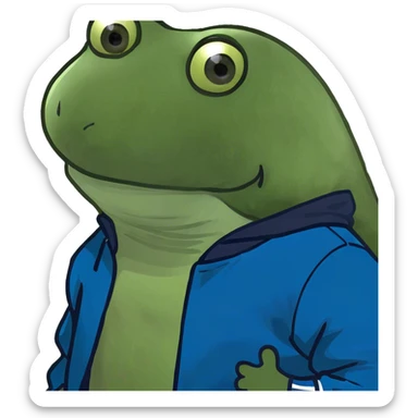 wearing a blue varsity jacket sticker