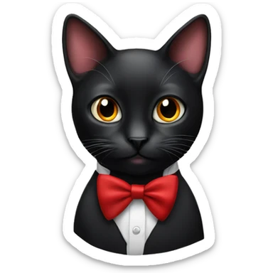 black cat with a red bow tie sticker