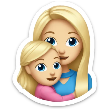 blue eyed blonde mom and baby girl sticker
