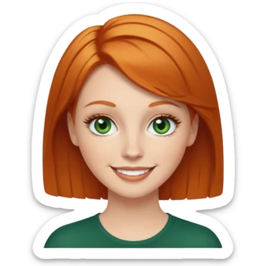 Short Ginger hair, green eyes, eye lashes White woman happy sticker