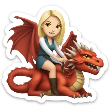 White girl on a dragon  sticker