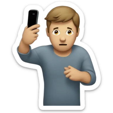 exasperated person holding a phone vertically in front of their face sticker