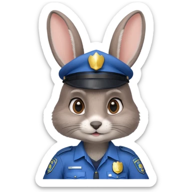 Judy Hopps (gray rabbit with a police suit, without a cap, big ear) from the Zootopia Disney movie sticker