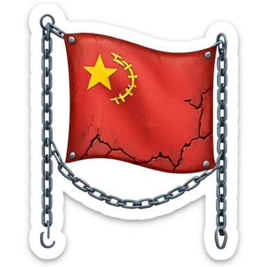 red flag with chainsmaking a square in his center sticker