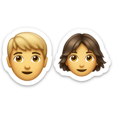 Niño y niña de 8 años, el niño pelo castaño claro y la niña pelo castaño oscuro rizado sticker