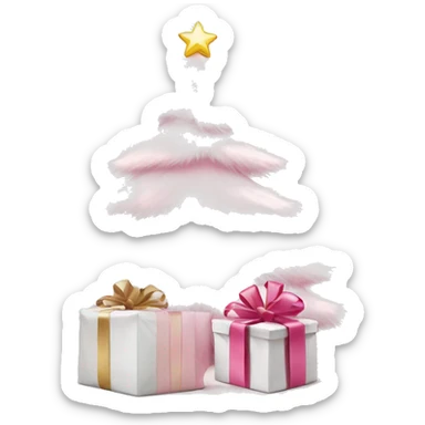 Light pink Christmas gifts under a white Christmas tree  sticker