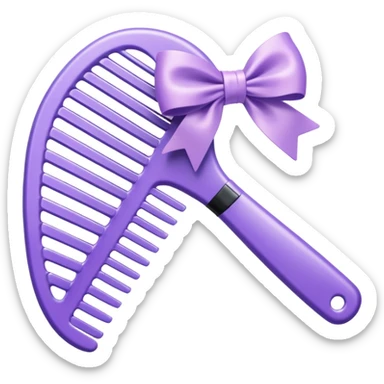 pastel purple styling comb in ios emoji style with a bow sticker