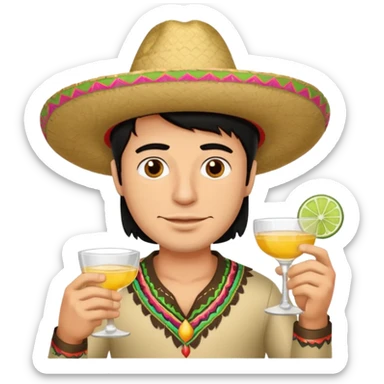Guy with black hair brown eyes drinking tequila sticker