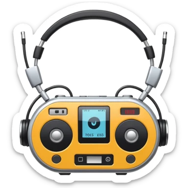 circular walkman with an headphone sticker