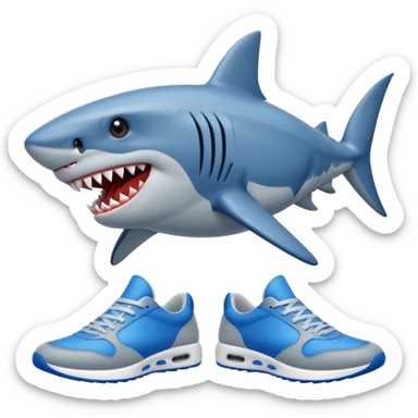 Shark wearing blue sneakers sticker