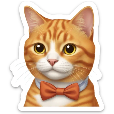 orange cat wearing a bow tie sticker