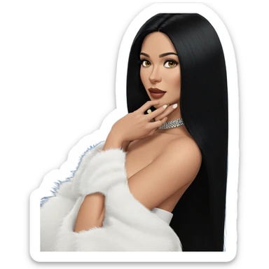 elegant girl with black hair sticker