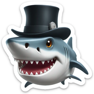 Shark with a top hat rambo sticker