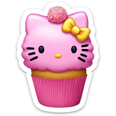 Hello kitty cupcake with pink frosting and sprinkles  sticker