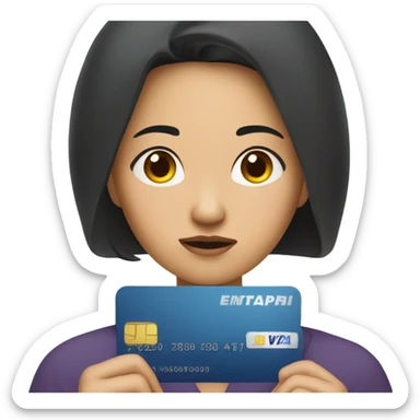 a asian customer who is purchasing with her credit card feels sad sticker