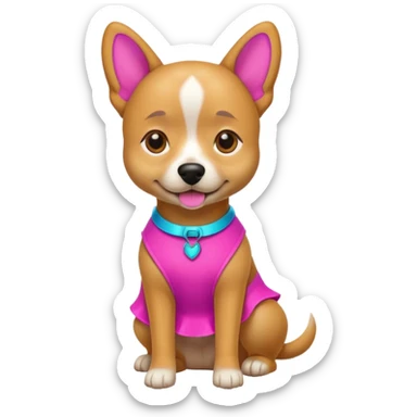 DOG wearring neon fashion dress sticker