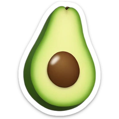 avocado half cut, with a guitar sticker