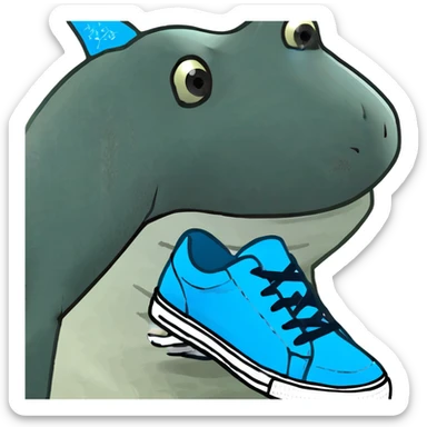 un tiburon con zapatos tenis azules sticker