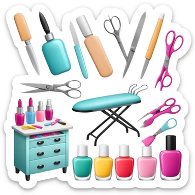 Create a cohesive and stylish set of emojis specifically for a professional nail technician.  sticker