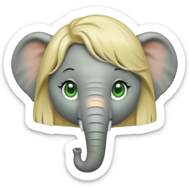Make and elephant with a blonde wig and green eyes sticker