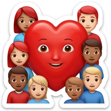 big heart with several small child figures inside sticker
