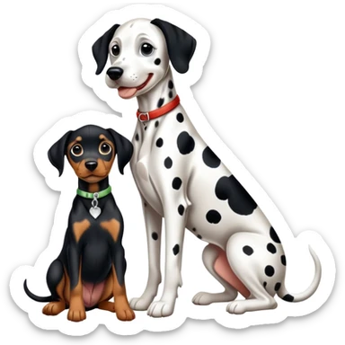 1 Dalmatian adult + 1 dobermann puppy sticker
