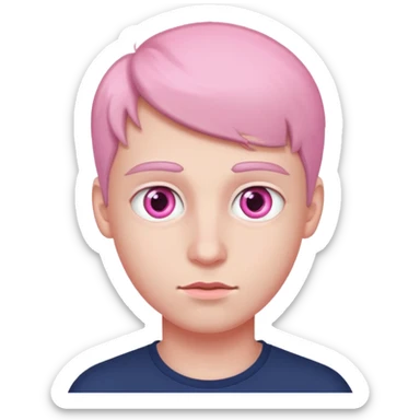 young man that has pink eyes sticker