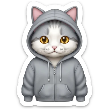 cat wearing hoodie sticker