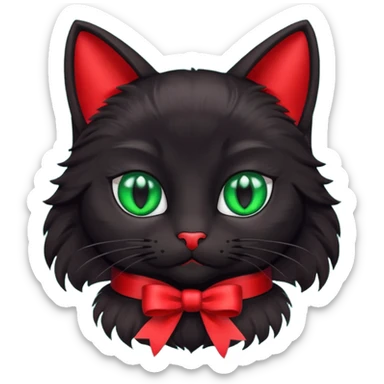 Black cat with red 🎀 emoji sticker
