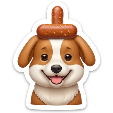 Chien avec une saucisse sur la tete sticker