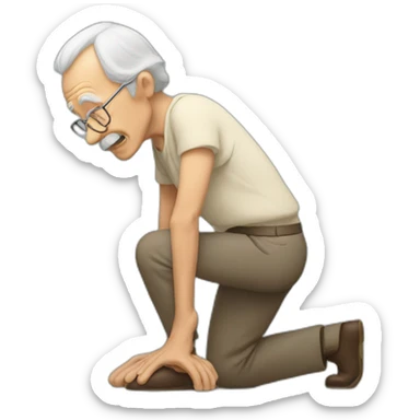Old man bending over sticker