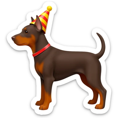 Brown German pinscher birthday emoji sticker