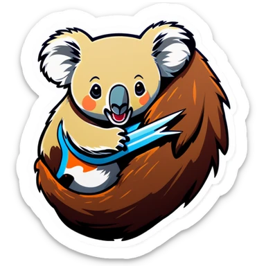 Koala mauling a grizzly sticker