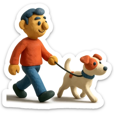 a man walking a Jack Russell Terrier sticker