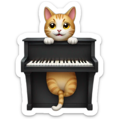 Cat playing piano sticker
